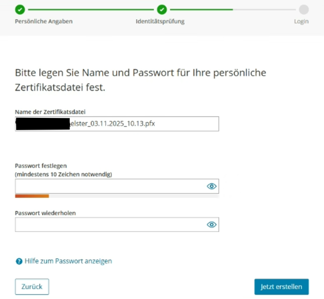 Name-Passwort festlegen
